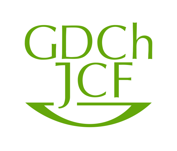grünes Logo mit dem zweizweiligen Schriftzug "GDCh JCF" über einer Art abstrahierter Schale
