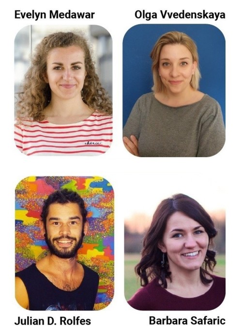 aktuelle Mitglieder des Mental Health Collective der Max-Planck-Gesellschaft: Evelyn Medawar, Olga Vvedenskaya, Julian D. Rolfes, Barbara Safaric