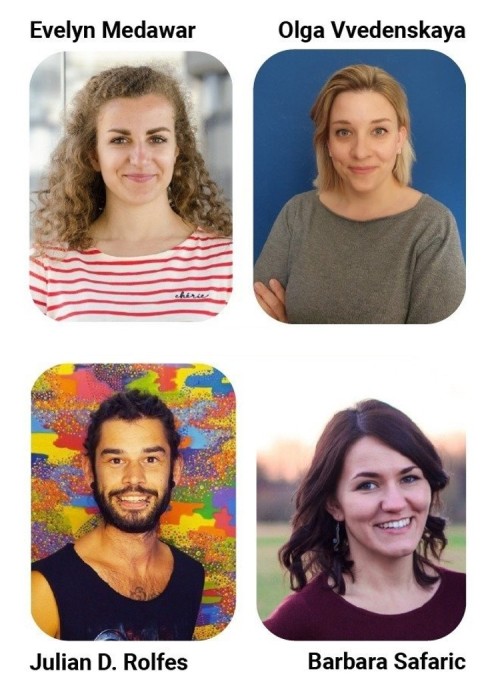 aktuelle Mitglieder des Mental Health Collective der Max-Planck-Gesellschaft: Evelyn Medawar, Olga Vvedenskaya, Julian D. Rolfes, Barbara Safaric