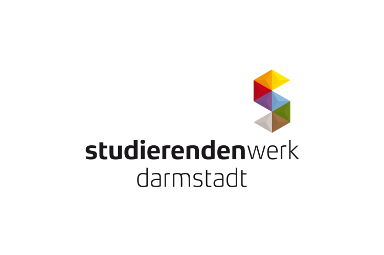 Logo des Studierendenwerks Darmstadt: bunte dreieeckige Kacheln bilden ein S